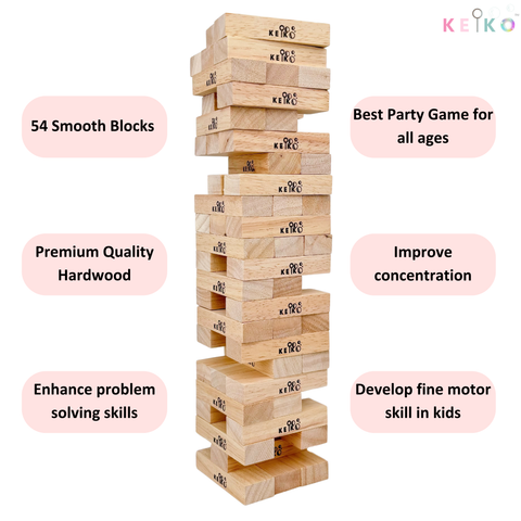 Wooden Tumbling Tower | Building blocks - 54 pieces