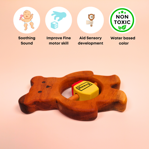 Wooden Rattle- Bear