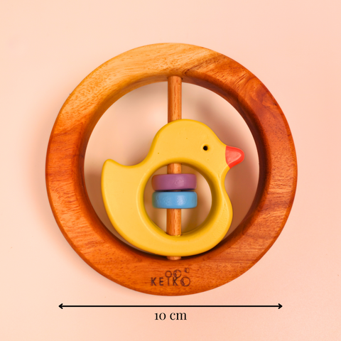 Wooden Rattle- Circle with Duck