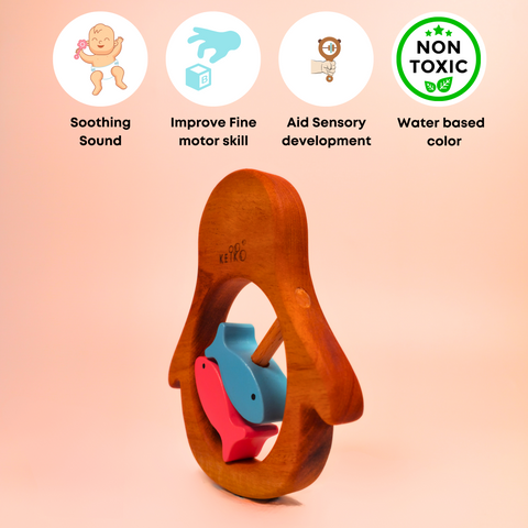 Wooden Rattle-Penguin