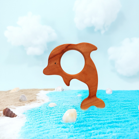 Wooden Teether- Dolphin & Fox