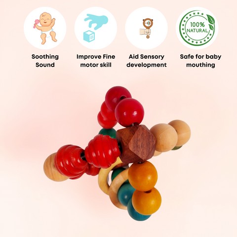 Wooden Beads Clutching Ring