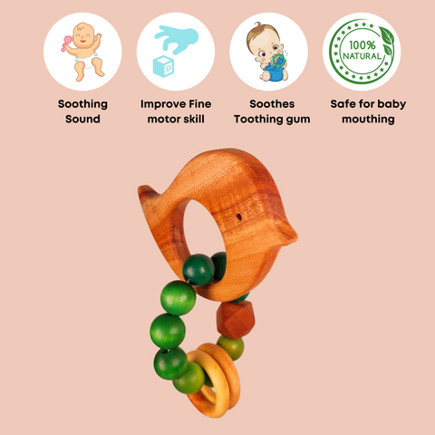 Wooden Rattle Ring- Bird