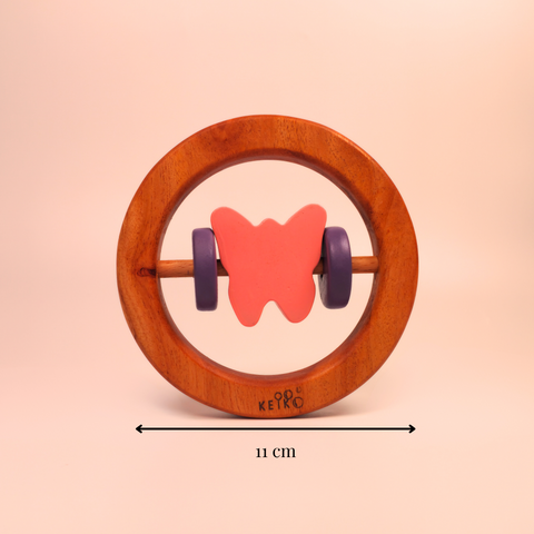 Wooden Rattle-Circle with Butterfly