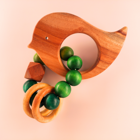Wooden Rattle Ring- Bird
