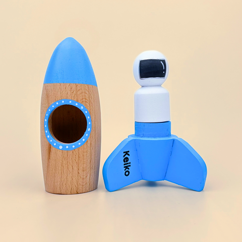 Wooden Toy Rocket with Astronaut