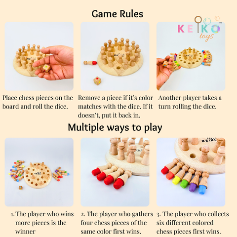 wooden memory chess game