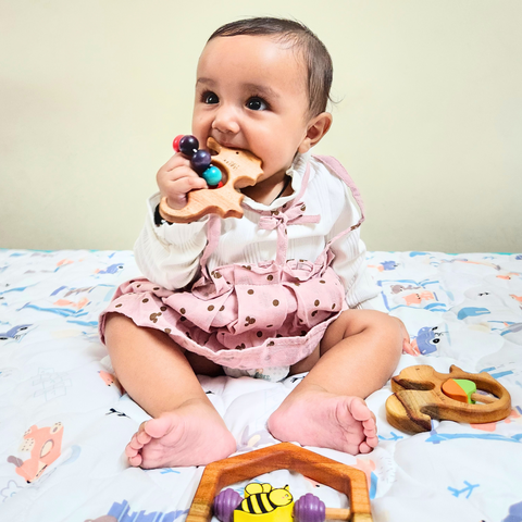 Wooden Teether Ring- Seahorse